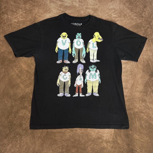 Volcom Graphic T-Shirt Black Short Sleeve Multicolor Skater Men's XL Streetwear - Picture 1 of 6